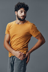 Man person lifestyle portrait guy background model attractive beard fashion caucasian adult white...