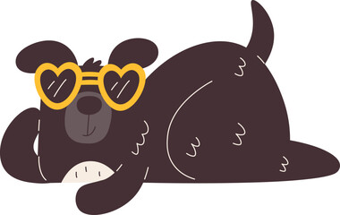 Dog Lying With Sunglasses