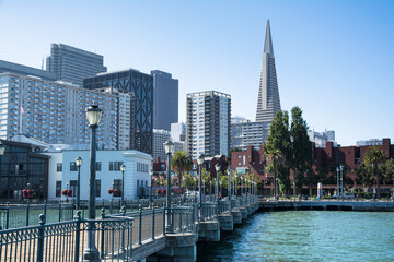 View to San Francisco's cityscape from Pier 7