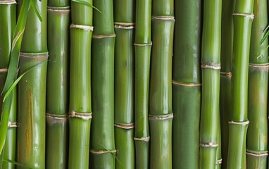 Textured bamboo stalks closely lined up in a natural pattern.