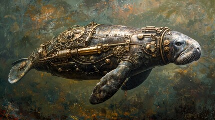 Fototapeta premium Steampunk Manatee