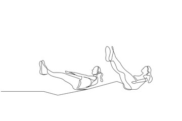 women pilates pose sport lifestyle one line art design vector
