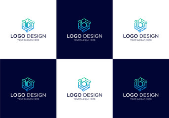 Network technology blockchain with initial b logo design inspiration © muhamad