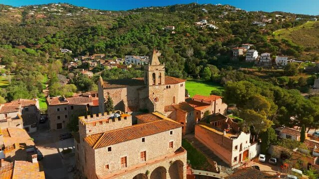 Aerial view of the castle of Benedormiens in Castell D'Aro in Catalonia, Spain