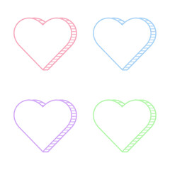 Heart 3D Style In Multiple Colors