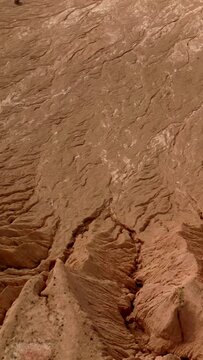 Aerial view of quarry from sand. Overview of the deposit from a bird's-eye view Vertical Shot.