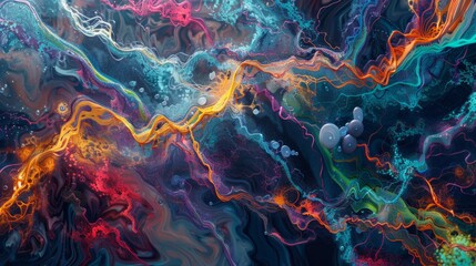 An abstract representation of a neural network as a luminous, fluid-like energy field, blending organic and digital aesthetics
