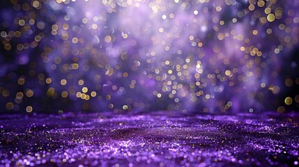 Gold and purple bokeh lights glitter background