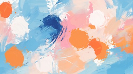 Dynamic Abstract Art with Bold Blue, Orange, Pink, and White Brushstrokes Revealing Vibrant Expression