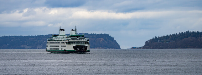 Ferry Boat in Transit Between Mukilteo and Whidbey Island