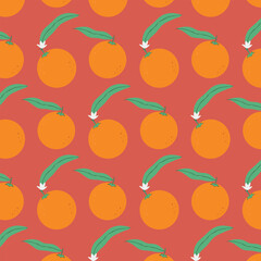 Seamless background with oranges. Design for printing on fabric and promotional products. Vector illustration.