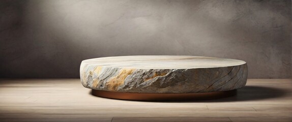 Stone podium for display product. Background for cosmetic product branding, identity and packaging inspiration