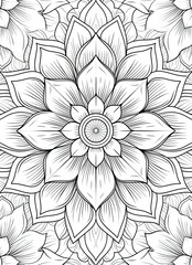 coloring book page, Amazing Patterns, mandala, geometric shapes, no color, outline, white background,