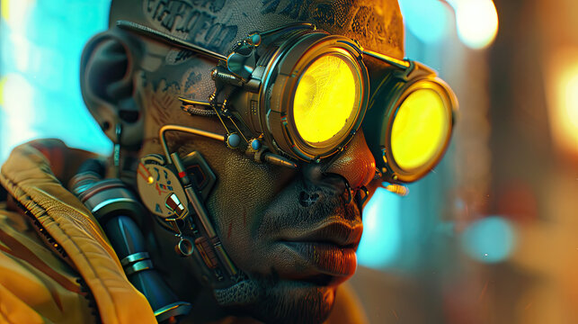 A biopunk game character.
