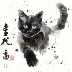 Naklejka premium A black cat