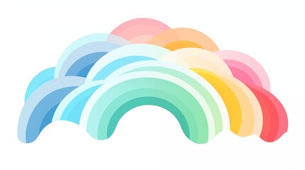 Colorful Overlapping Arched Rainbow Illustration with Soft Pastel Hues