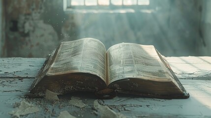 old open bible, ultra-photorealistic cinematic atmosphere, dynamic dutch angle shot