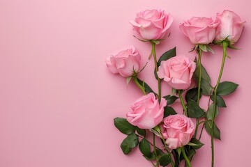 pink roses on pink background, greeting card