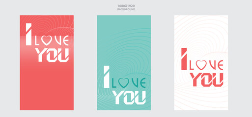 I love you. Vertical design in earthy and aqua green tones with heart line. Illustration for Special Days. © EstúdiosFreeDomArtes