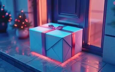 Closeup of a package being delivered to a customers doorstep