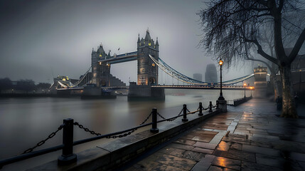 the iconic Tower Bridge spanning the River Thames, with the majestic Tower of London standing tall in the background