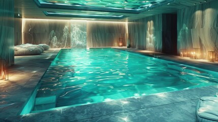 Swimming pool with an infinity effect