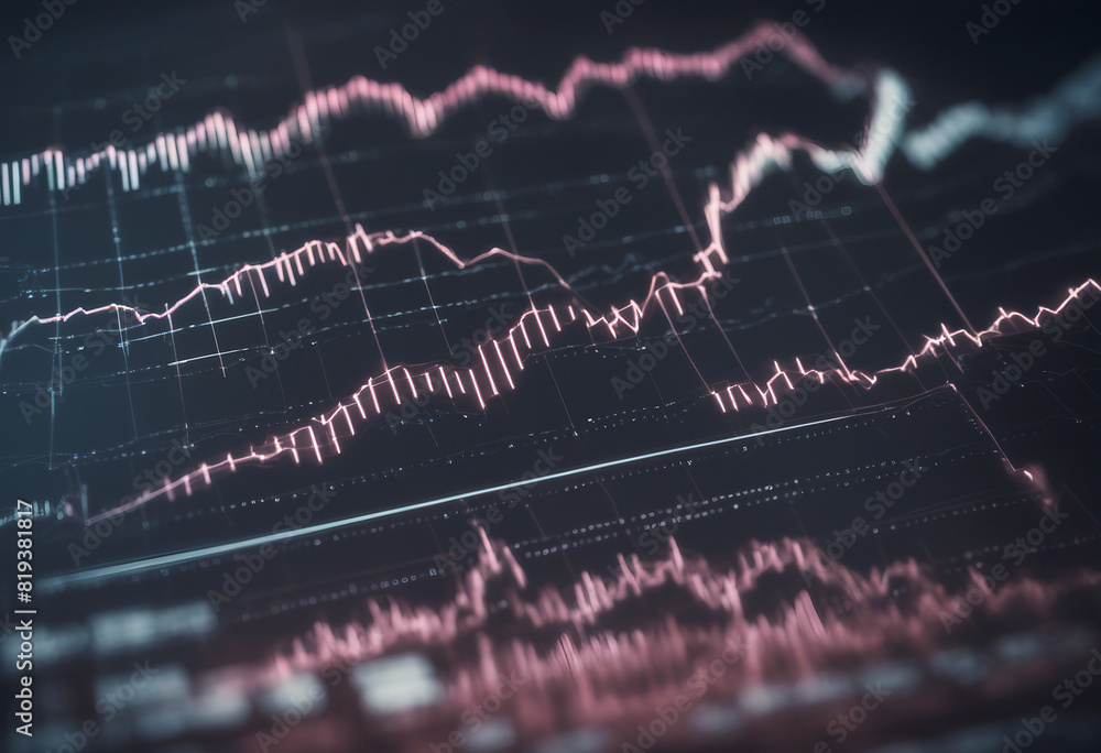 Poster financial rising graph and chart with lines and numbers