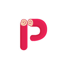 Letter P candy roll logo icon vector template eps
