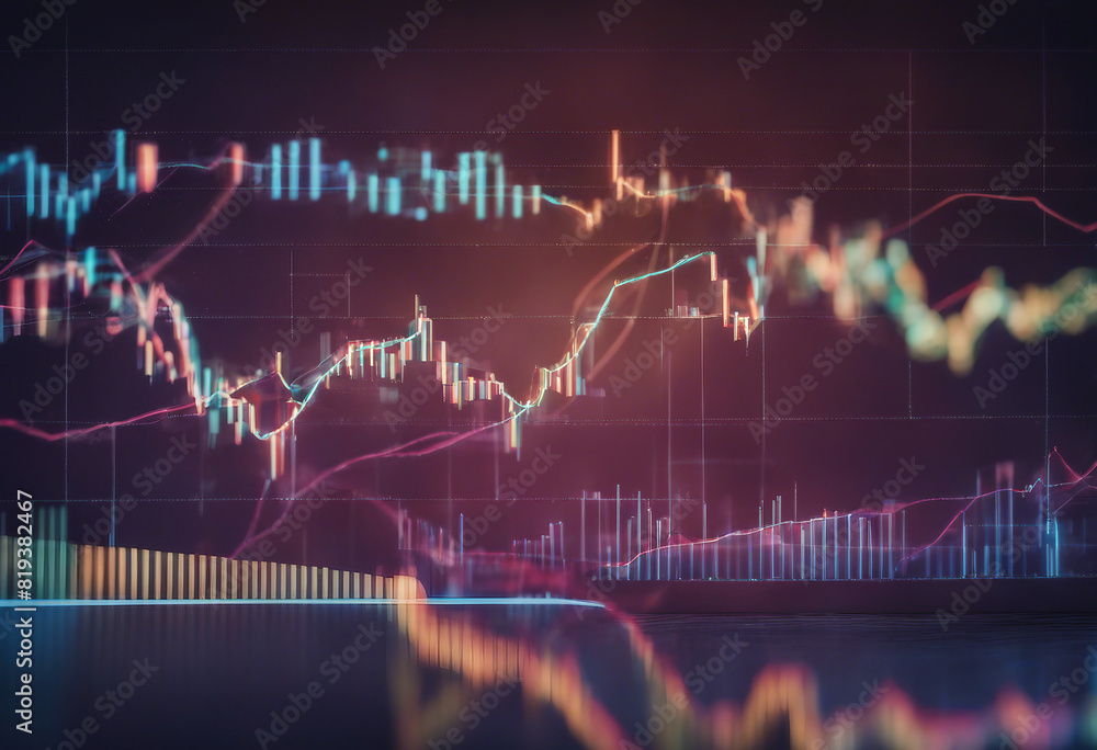 Poster forex colorful diagrams and stock market data with lines and dynamics