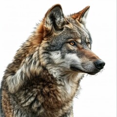 Draw hyper realistic animals (she-wolf) in the forest, on a white background, in full growth. in Renaissance style, in PNG format. natural colors, 