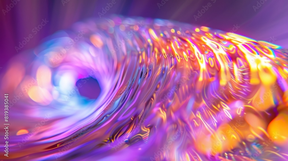 Wall mural abstract light art with vibrant colors creating a swirl pattern.