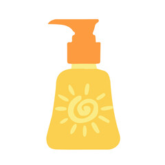Sunscreen in a tube with a dispenser. Hand-drawn vector illustration.