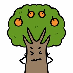 sticker of a cute orange tree cartoon