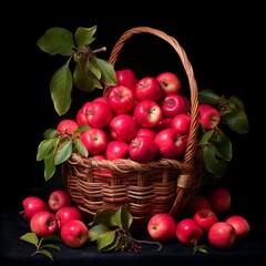 Fresh Crabapples in a basket. Crabapple fruit