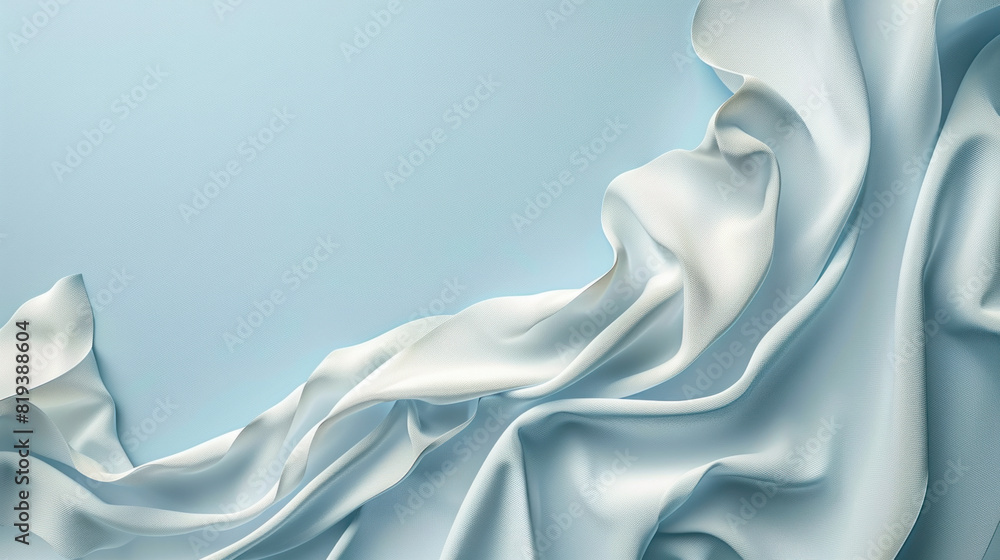 Aufkleber a blue and white fabric with a pattern of waves. the fabric is draped over a surface, creating a sen