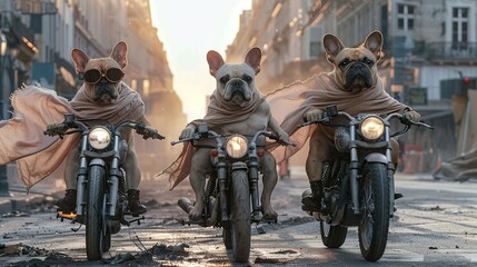Crazy dog ​​bikers