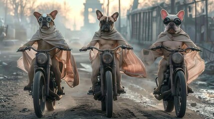 Crazy dog ​​bikers