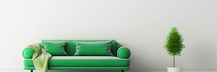 Elegant green sofa in modern interior design
