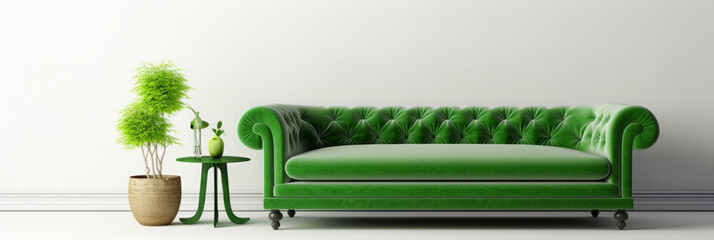 Elegant green sofa in modern interior design