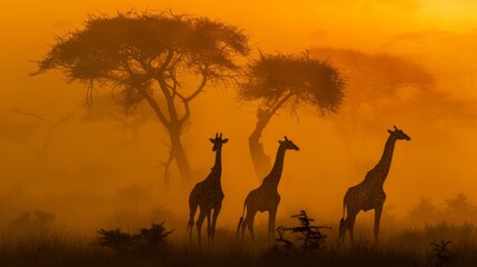 Serengeti giraffes, Tanzania
