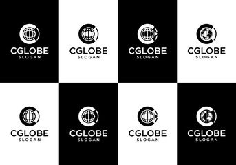 globe logo design with letter C