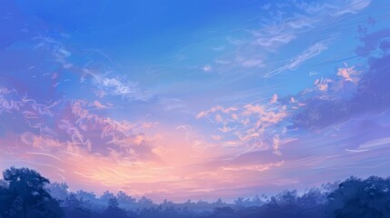 Obraz premium Morning sky with wisps of clouds catching the first light of dawn, creating a peaceful and inspiring scene.