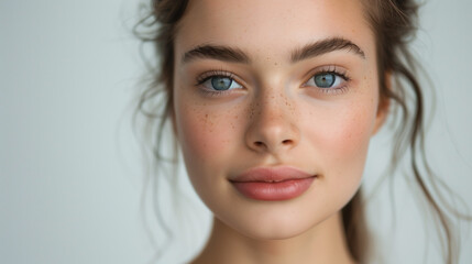Naklejka premium Close-Up of Woman With Blue Eyes