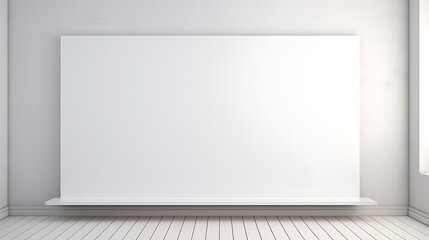 Blank white board on the wall in empty room