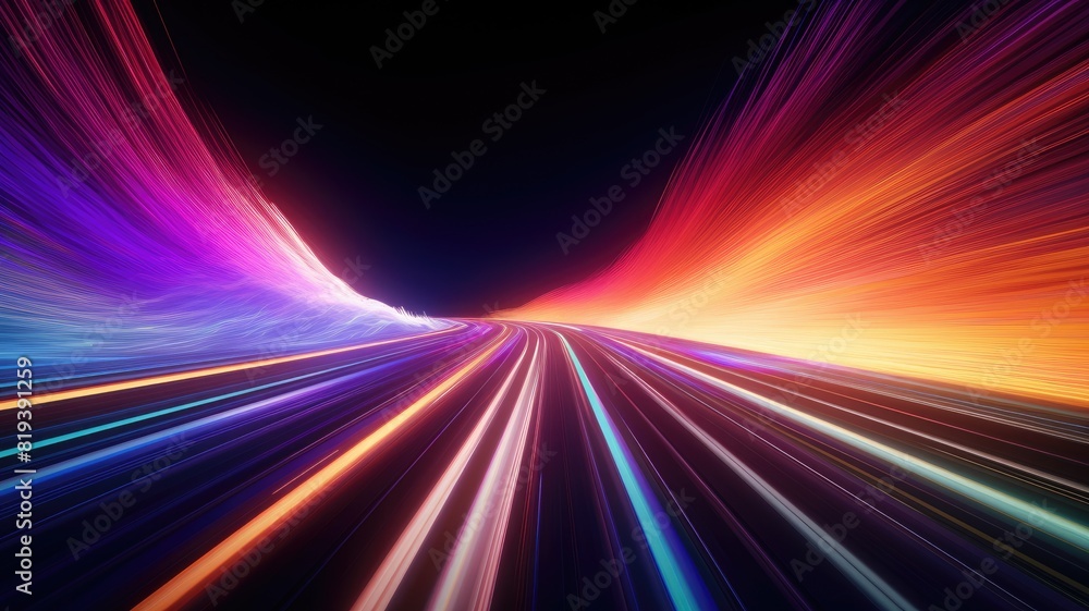Aufkleber vivid abstract particles traveling at high speed creating a sense of fast motion and color diversity