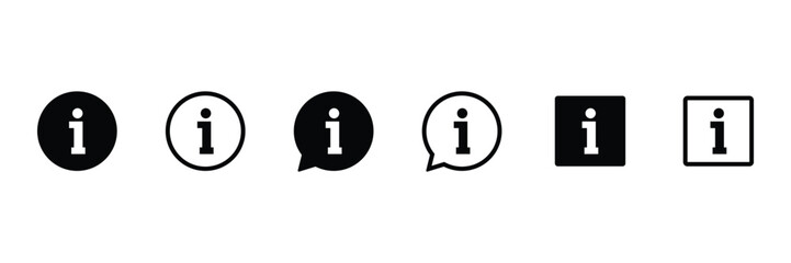 Set of Information icon collection. Info point Icon black. Vector Illustration.