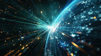 Obraz premium Digital world globe spinning out of control, illustrating the extreme speed of global networks and excessive connectivity on Earth, with super-fast data transfer and frenzied business transactions.
