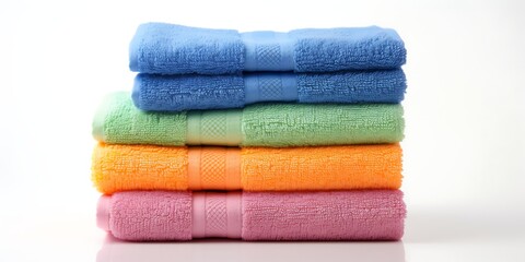 Colorful towels isolated on white background