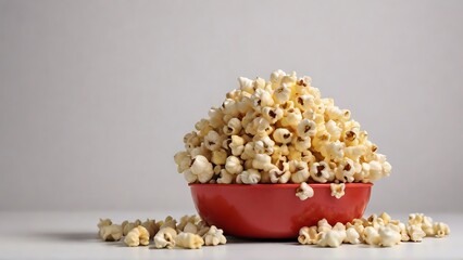 Popcorn Delight: Yellow Background with Copy Space