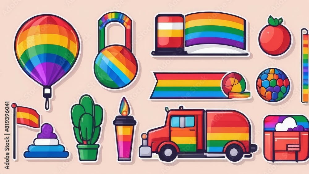 Wall mural set of icons pride, lgbt